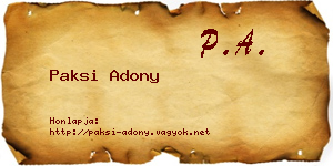 Paksi Adony névjegykártya